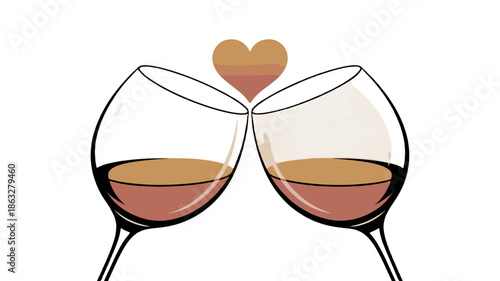 Two glasses clinking together symbolizing love and romance.