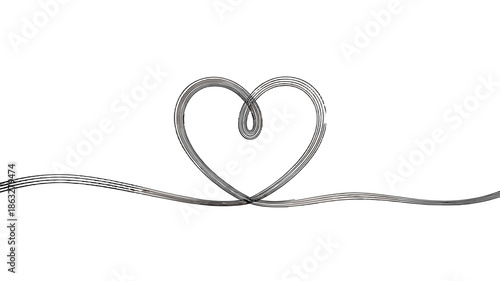 A delicate grey heart shape formed from a single line.