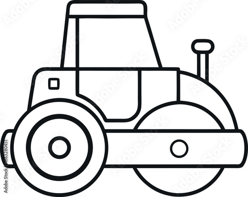 Road Roller Vehicle Line Art Icon