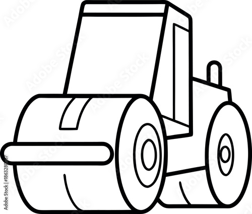 Road Roller Construction Vehicle Icon Illustration