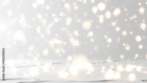 Light reflections and shimmering effects on wet surface in bright indoor setting during day, christmas background