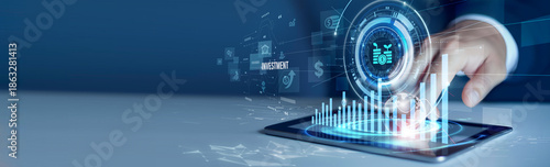 Fotografía Businessmen use the tab analyzing investment and financial data