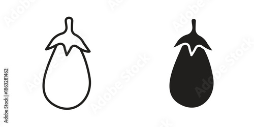 Aubergine icons Black symbol on transparent background. EPS10