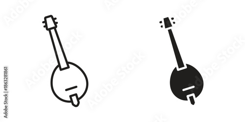 Banjo icons Black symbol on transparent background. EPS10