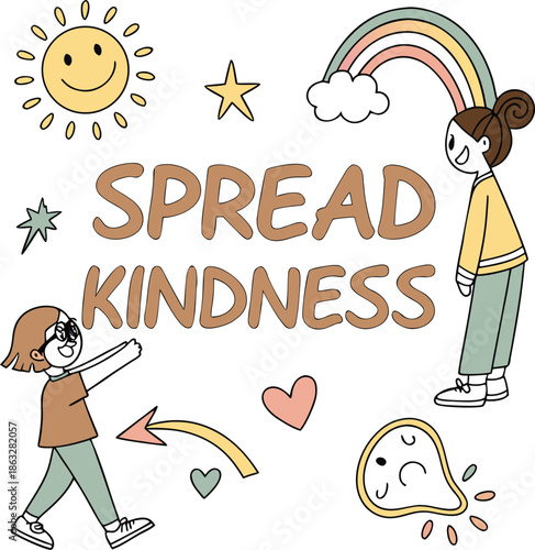 happy kindness day card with funny kids