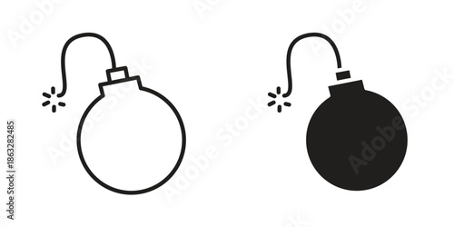 Bomb icons Black symbol on transparent background. EPS10