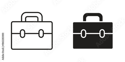 Briefcase icons Black symbol on transparent background. EPS10