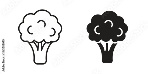 Broccoli icons Black symbol on transparent background. EPS10