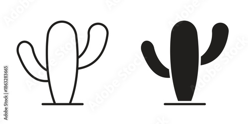 Cactus icons Black symbol on transparent background. EPS10