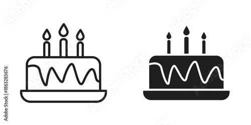 Cake icons Black symbol on transparent background. EPS10