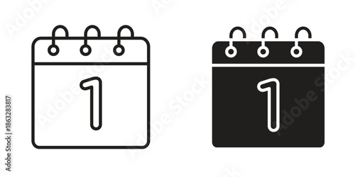 Calendar day icons Black symbol on transparent background. EPS10