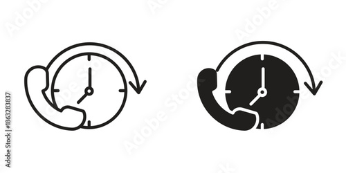 Call duration icons Black symbol on transparent background. EPS10