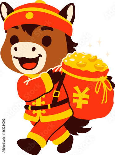 Chinese Horse Carrying Gold Bag