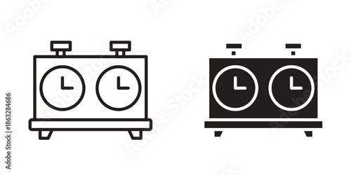 Chess clock icons Black symbol on transparent background. EPS10