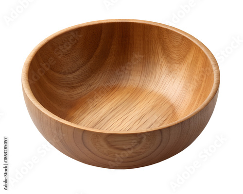 Empty wooden bowl isolated on transparent background