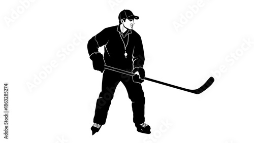Black silhouette illustration of a man holding a bow in an active sports pose