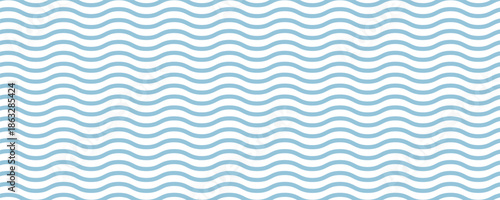 Blue and beige diagonal wavy lines seamless pattern. Simple vector abstract liquid stripes background. Funky groovy texture with diagonal waves, fluid shapes, flow. Stylish repeated decorative design