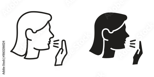 Cough icons Black symbol on transparent background. EPS10