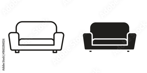 Couch icons Black symbol on transparent background. EPS10