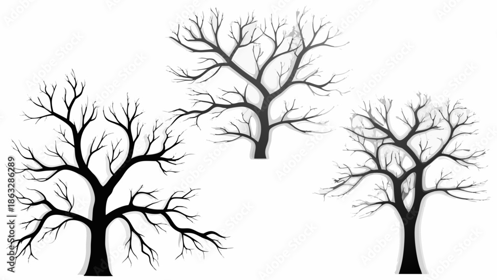 Obraz premium Bare trees on white background for design and decoration