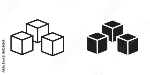 Cubes icons Black symbol on transparent background. EPS10