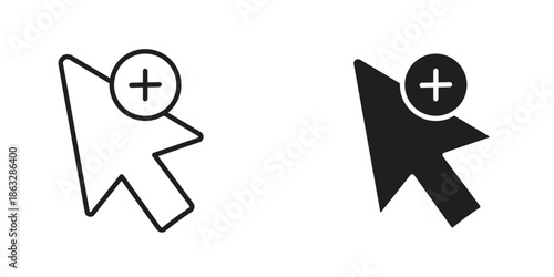 Cursor plus icons Black symbol on transparent background. EPS10