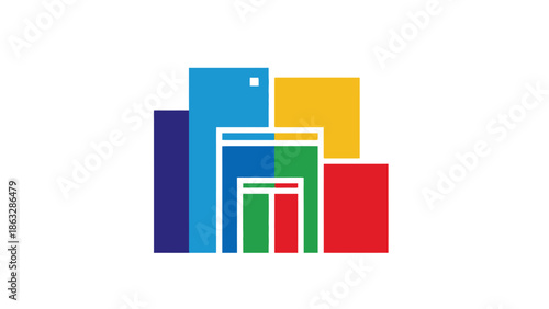 Colorful abstract building blocks logo design