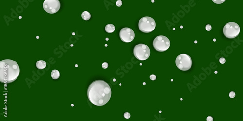 Fresh Green Background with Realistic Transparent Water Droplets Creating Clean Moisture and Condensation Look Minimal Natural Abstract Liquid Texture Vector