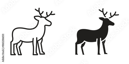 Deer icons Black symbol on transparent background. EPS10
