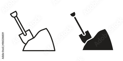 Digging icons Black symbol on transparent background. EPS10