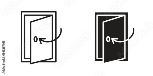 Door closed icons Black symbol on transparent background. EPS10