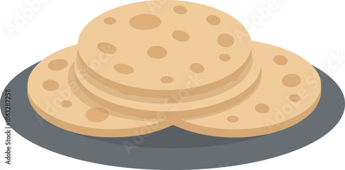 Ramadan Flatbread Vector Clipart for Iftar, Islamic Food Illustration for Eid and Ramadan Kareem