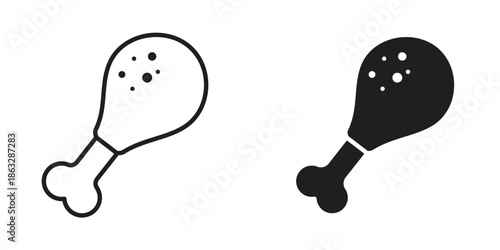Drumstick bite icons Black symbol on transparent background. EPS10