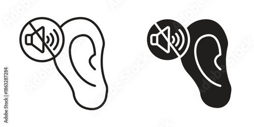 Ear deaf icons Black symbol on transparent background. EPS10