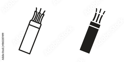 Electric cable icons Black symbol on transparent background. EPS10