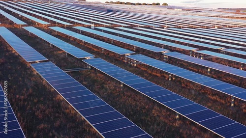Aerial View of Solar Panel Field Without Horizon