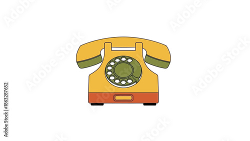 Retro Rotary Telephone Icon - Vintage Communication Device