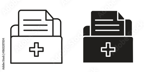 File medical icons Black symbol on transparent background. EPS10