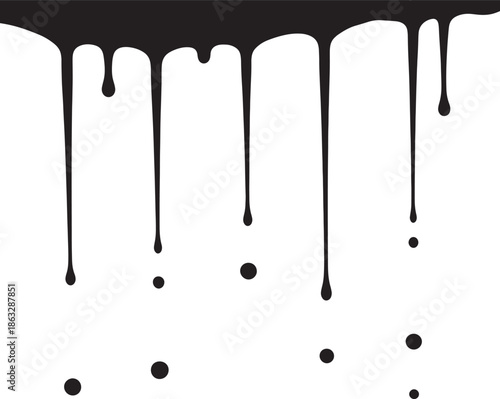 Black Paint Dripping Down from a White Surface with Dots also transparent background