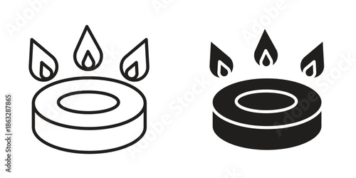 Fire burner icons Black symbol on transparent background. EPS10