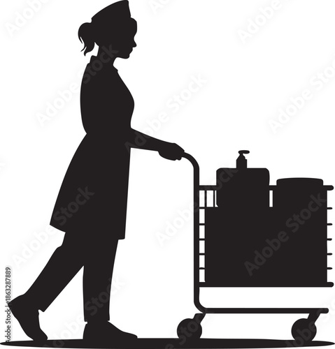 Warehouse worker stacking boxes silhouette