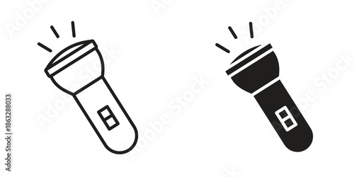 Flashlight icons Black symbol on transparent background. EPS10
