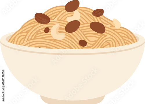 Fotografía Delicious Seviyan Vermicelli Bowl Vector for Ramadan Iftar, Traditional Islamic