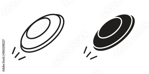 Flying disc icons Black symbol on transparent background. EPS10