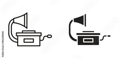 Gramophone icons Black symbol on transparent background. EPS10