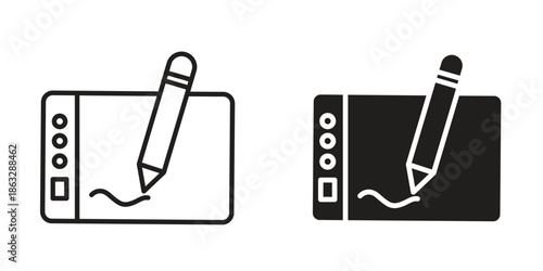 Graphic tablet icons Black symbol on transparent background. EPS10