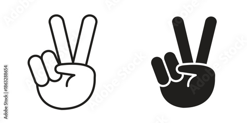 Hand peace icons Black symbol on transparent background. EPS10