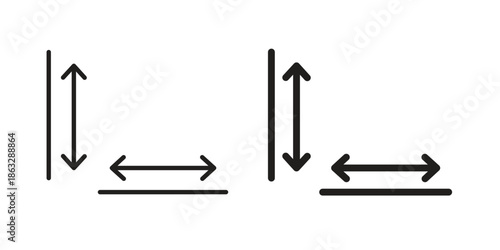 Height and width icons Black symbol on transparent background. EPS10
