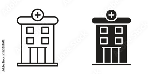 Hospital icons Black symbol on transparent background. EPS10