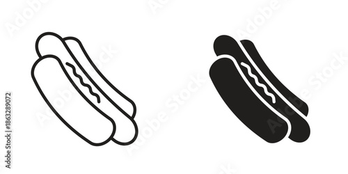 Hotdog icons Black symbol on transparent background. EPS10